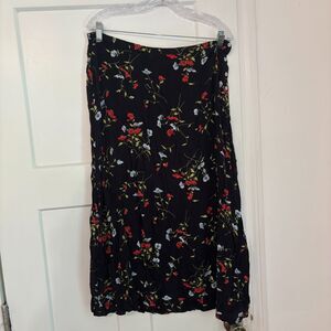Vintage Jay Peters size 16 Dark Floral Boho Flowy 90s Midi Skirt Whimsygoth